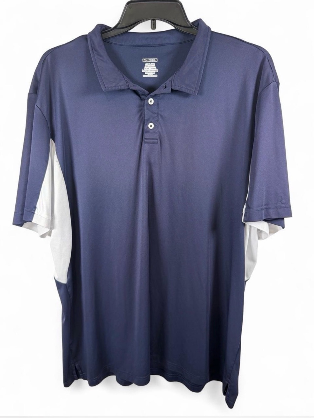 Moheen Men's Navy Polo with White Side Panels - Performance Short Sleeve 3XL